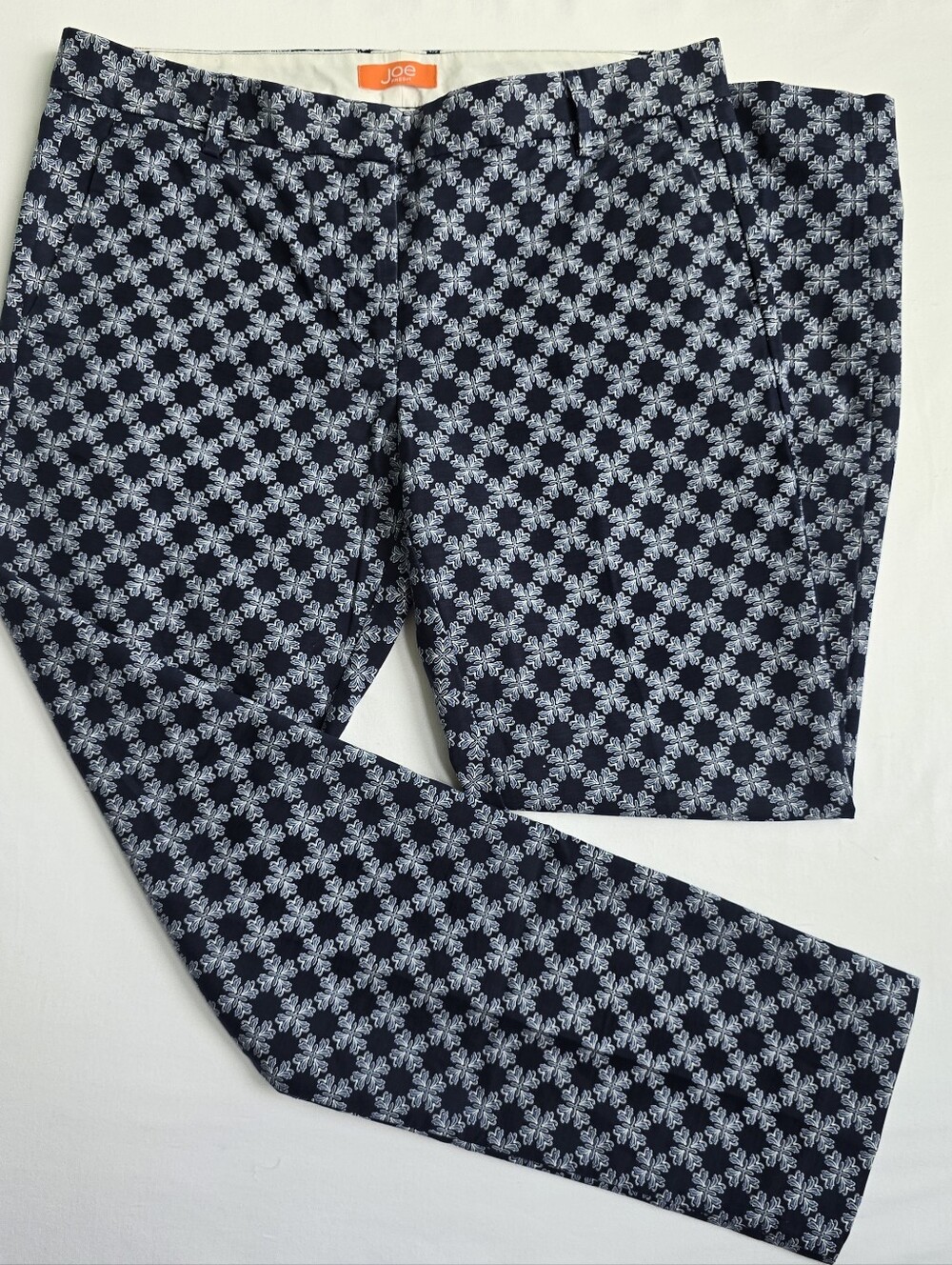 Joe Navy Floral Print Slim Pants Ankle Business Casual Joe Fresh Womens 6 Blue